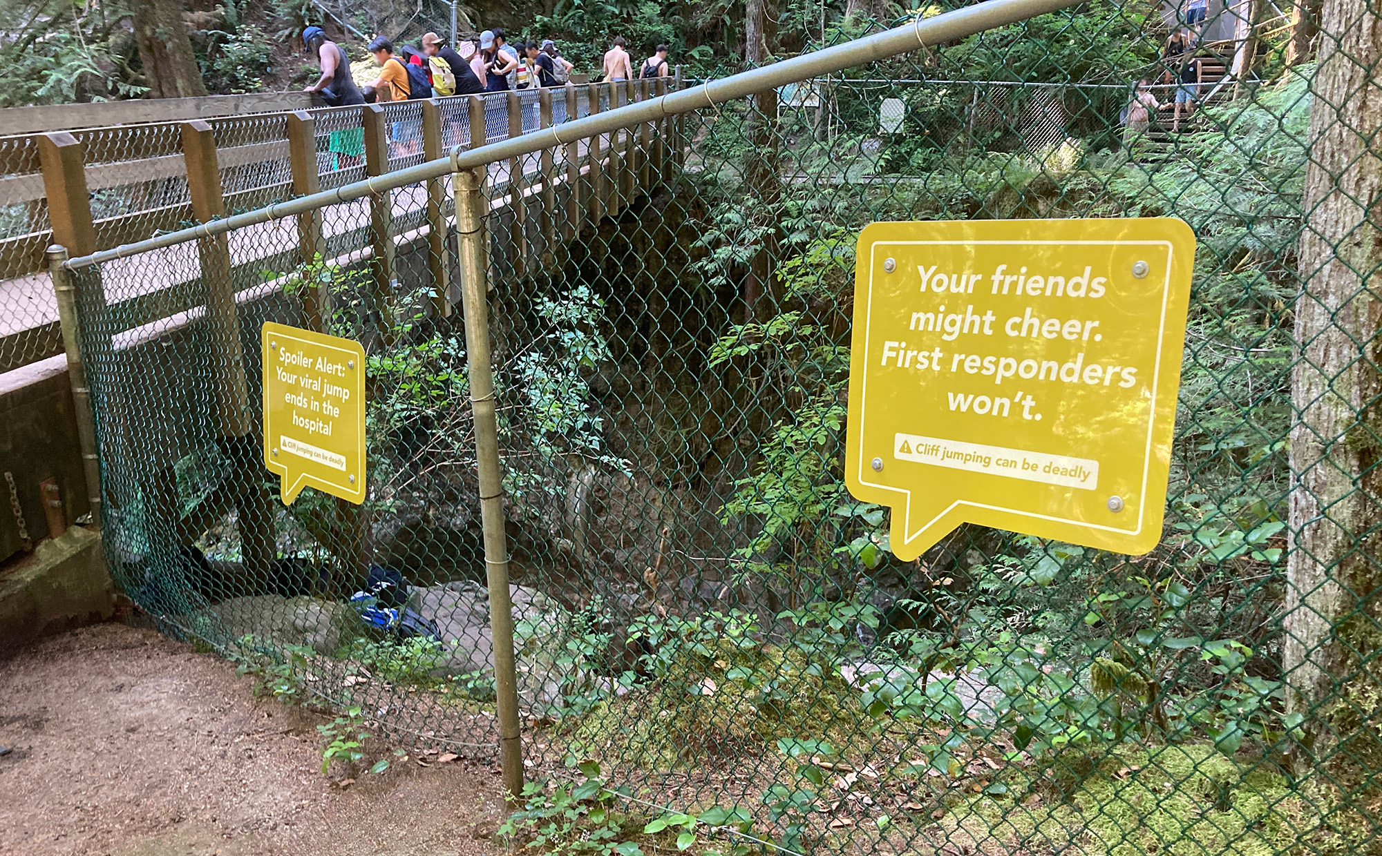 Safety reminder: cliff jumping at Lynn Canyon Park